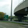 Approaching the roundabout, with the clockwise flyover above us.