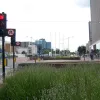 The underpass is longer than it first looks, and on top there is a complex signalised junction and space for some raised flowerbeds like this one. These low shrubs have a difficult task trying to humanise a very harsh and barren place. This picture is looking south again, towards Fairfield Halls.