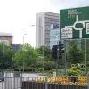 Approaching the roundabout from that direction, the signage makes no mention of the failed ring road. The east flank is to the right here, and the A232 straight ahead forms the south side.