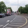 The end of the line: three lanes reduced to one in the space of 100m (110 yards). Ahead is the A236 Mitcham Road. This is the end of the ring road. To add insult to injury, at the time this photo was taken, there were roadworks just ahead with a single-file section controlled by traffic lights. A six-lane dual carriageway down to single-file in one go - surely that's a record?