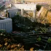 The construction of the temporary works platform used to support the scaffolding required to support the beams and concrete diaphragms during construction.