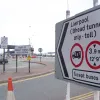 Approaching from the town centre, more restrictions are in place, and there is the unusual practice (seen at the Kingsway Tunnel also) of having "Start of Mersey Tunnels Regulations" signs. There is no explanation of what these restrictions actually involve, but presumably it has something to do with the tunnels not being operated by a normal highway authority. The direction signs always refer to 'Birkenhead Tunnel' or 'Wallasey Tunnel'.