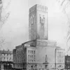 The Liverpool ventilation building, seen here in an architectural sketch, stood near to some of the city's architectural treasures (particularly the Liver and Cunard buildings) and so was designed to be something remarkable in its own right.