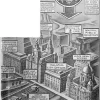 The Corporation of Liverpool placed a full-page advert trumpeting the city's merits in language that would be considered unusual today. This extract, with a stylised aerial view of the city, is labelled with "greatest airport in the north", "great £8,000,000 Mersey traffic tunnel", "unlimited supplies of cheap water electricity and gas" and "wide stretches of level country available for immediate industrial development".