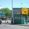 Standing sheepishly in the shadow of a garish yellow direction sign is the only original toll booth still surviving. It appears to be totally disused and empty, but when Birkenhead and Liverpool remodelled their tunnel approaches in the 1960s much of the original architecture was swept away, and it's incredible that one has survived. Presumably it is also a listed structure. It appears to have a band of lights around the very top.
