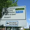 Traffic approaching the tunnels are directed using the word Tunnel in brackets, in a primary route patch, suggesting that they both hold the route number "(Tunnel)". This one is pointing the way to both tunnels, and for signposting purposes, the Queensway is the Birkenhead Tunnel and the Kingsway is the Wallasey Tunnel.