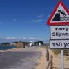 Here on the south shore, the motor road literally turns into the slipway, betraying the fact that it was built to access this ferry and nothing more.