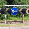 Even the one-piece roundabout signs were produced this way, though this one has had a new blue arrow sign added more recently.