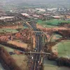 M6 interchange and Cuerden footbridge, view north