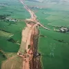 Hill House Farm and Sandy Lane overbridges, view east