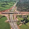 M61 interchange and Brindle Road overbridge, view south