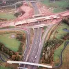 M6 interchange and Cuerden footbridge, view north