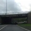 And we turn a very long way right, passing underneath the M74.