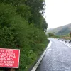 Onward to Rhyader, then, and we've now crossed the watershed to follow the Wye Valley instead. Another reminder of just how fragile this supposedly major transport artery is: the road here has collapsed into the valley, leaving traffic to negotiate the one remaining lane with a set of temporary traffic lights. Chaos, you might think, but no. There's no traffic around and we were the only car waiting in this direction.