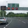 The final approach to the M4 indicates just how busy this road is, and how different it is to the miles and miles of empty, rural A470 that precede it: variable speed limits are in operation to reduce congestion on this heavily trafficked commuter road.