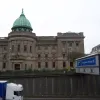 The grand Mitchell Library is one of Glasgow's main civic buildings. It fronts directly on to the M8.