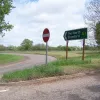 Coming out of Wansford, you can only turn left to go north on the A1. (Or you can go through a gate to the right into the allotments.)