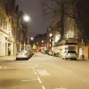 For comparison, this is nearby Great Peter Street, which is lit by modern high pressure sodium electric lights, photographed using the same camera settings as the pictures above. The night pictures in this set were all taken around midnight.