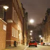 On the corner of Great Peter Street and Cowley Street, this gas lamp is flooded out by modern electric lights and effectively illuminates nothing. It serves no practical purpose, but is still retained because of its historic significance. The rest of Cowley Street behind it is lit by gas only.