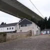 Here, at Beachley, it passes over the old ferry terminal, looking quite surreal where it appears to hang in mid-air over the new lifeboat building.