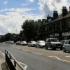 Welcome to Bingley — if you're arriving by road or just passing through you'll notice that it takes quite a long time. Some parts of the existing A650 are actually four lanes, but they're short and fairly useless inbetween traffic lights and pedestrian crossings. This line of traffic continued northbound all the way through the town, beginning to move again near Crossflats station.