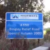 The Highways Agency make clear when the new road opens on this sign at Cottingley Bar, close to the northern end of the new route.