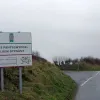 This C-road in Pembrokeshire is announced on a sign that was erected when the whole of this narrow track was widened, as part of a wind farm project.  Photo by Ceridwen