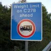 Moor Lane — a local road leading off the old A1 in North Yorkshire — sports a shiny new sign referring to a weight restriction further ahead, revealing that this is the C278. (It was also spotted and photographed by Jeremy Hunt.)  Photo by Clive Jones