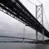 These views of the Forth Road Bridge have so far shown it in splendid isolation. In reality, as the middle one of the three, it's hard to get a view of it that doesn't involve one of the others. Less than 500m to the west is the new Queensferry Crossing.