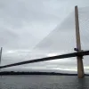 This latest bridge, opened in 2017, is a different design again: a cable-stayed bridge, with three remarkably slender, unadorned towers rising from the water. Unlike the other bridges, whose towers effectively stand on small artificial islands, the Queensferry Crossing simply rises from the water.