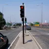 Without the rest of the motorway network, the Highway dumps all its traffic onto the surface level road leading through the north end of the town centre and on to the Tyne Bridge. There's not enough space for this and now — far from the free-flowing dream envisaged by its creators — traffic coming off the flyover hits this set of traffic lights that control the merge point.