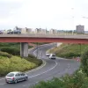 Traffic leaves the old street network after the railway bridge and uses this much newer route: it's part of the gyratory system and is best described as having a swooping alignment. It can be quite enjoyable to drive.