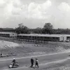 The contractors for most of the M1's length were Laing. These are their headquarters on site at Newport Pagnell, taken 28 May 1958.