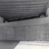 Detail of the underside of the same bridge, taken from the nearly-finished road bed. 18 August 1959.