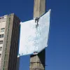 Brook Street interchange is in the middle of the University campus, and is littered with signs like this one: "No pedestrians on Mancunian Way". Presumably there is a long history of drunken students walking home along the elevated motorway.