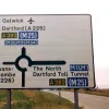 This sign, erected in the 1980s at Dartford, made the inexplicable mistake of pointing to the M24. There is no M24, and both the M20 and M23 are already shown. What on earth was it getting at? Paul Taylor was Resident Engineer on the project, and had the error overplated very quickly indeed!