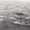 1982. An aerial shot as the bridge nears completion.