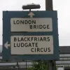 In Stamford Street, heading east, at the junction with Blackfriars Bridge Road, is a pre-Worboys direction sign.  Photo by Tony