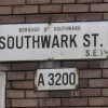 Walking along Southwark Street, about 200m east of the last junction, and on the north side of the road is this old road number sign.  Photo by Tony
