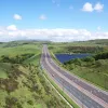 Another view east, making both the height of the bridge and the size of the dam more obvious. The dam is about another 40 metres in height, and was built using the material excavated from the cutting.