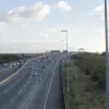 From the overbridge at junction 21, the Thelwall Viaduct is obvious, picking the M6 up and forming a gentle arc from the next mile or so of tarmac. It's quite graceful. The reason it also looks peaceful is that there's nobody on it — the original one at least.