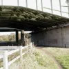Opposite the abutments are the northernmost piers. It's clear again how much civil engineering has advanced in the space of thirty years — compare the size of the supports between old (foreground) and new (background).