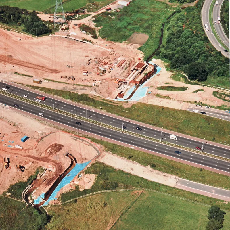 M6/A6 interchange culvert works, view west